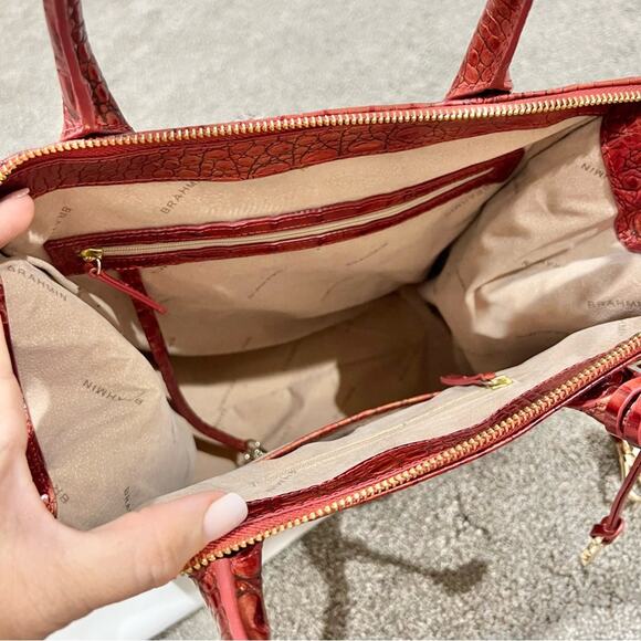 Brahmin Caroline Satchel Red Dragon Melbourne Leather Bag - Picture 8 of 11